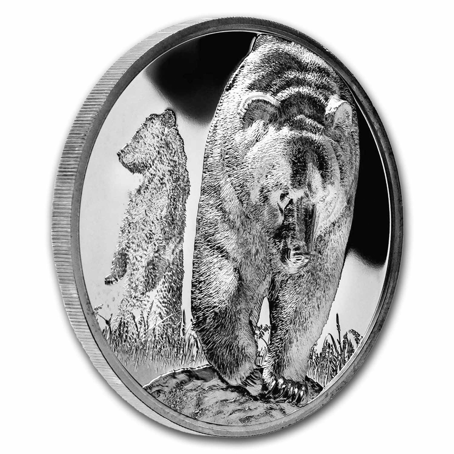 2023 Mongolia 2 oz Silver Black Proof Growing Up: Brown Bear